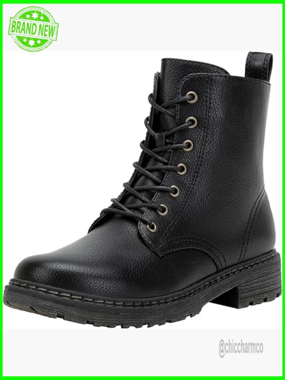 Women's Combat Ankle Boots Lace Up Low Heel Zip Booties Classic
